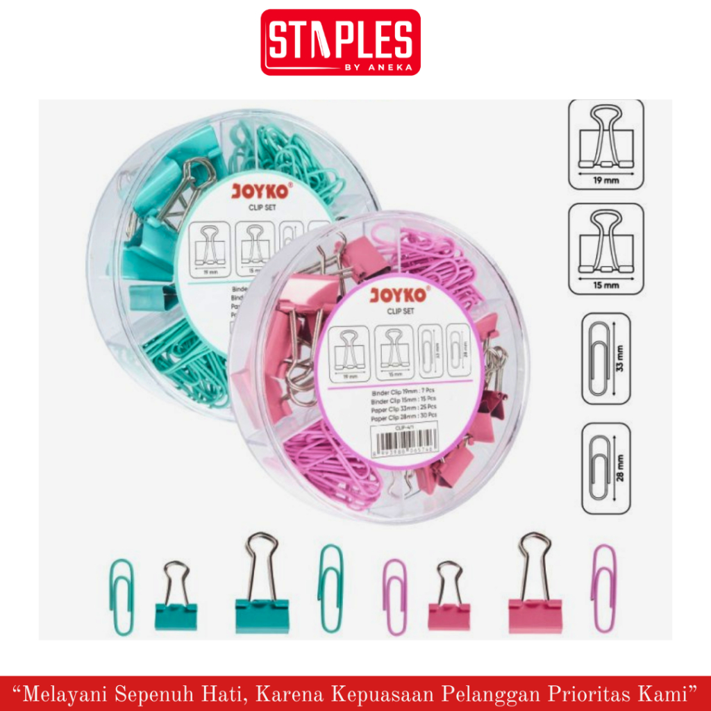 

Clip Set Klip Penjepit Kertas Joyko 4 Type / Clip Set 470