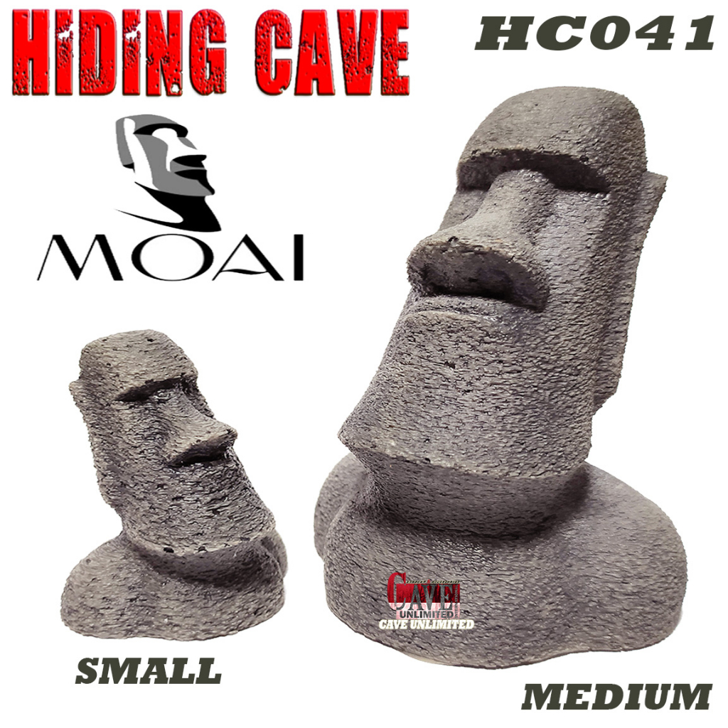 HC041 HIDING CAVE MOAI KEPALA BATU MOA'I AQUASCAPE REPTILE MINIATUR STONE HIASAN AQUARIUM TEMPAT SEM