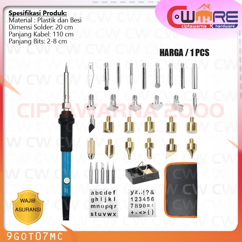 

Solder Alat Lukis Bakar Wood Burning Pen 37 Set Papan Kayu Elektronik - BDB