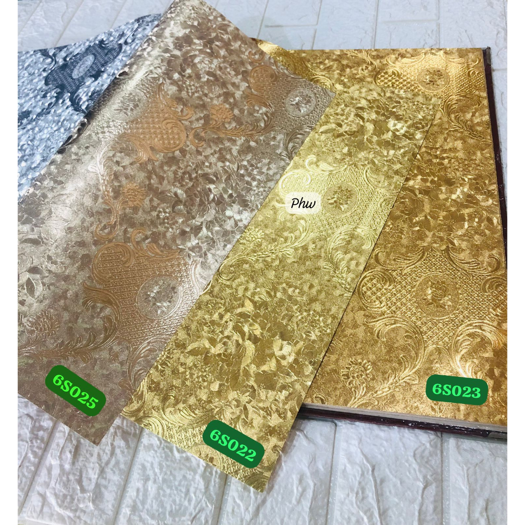 WALLPAPER DINDING EMAS METALIK GOLD SILVER BATIK KLASIK MEWAH LOUVRE