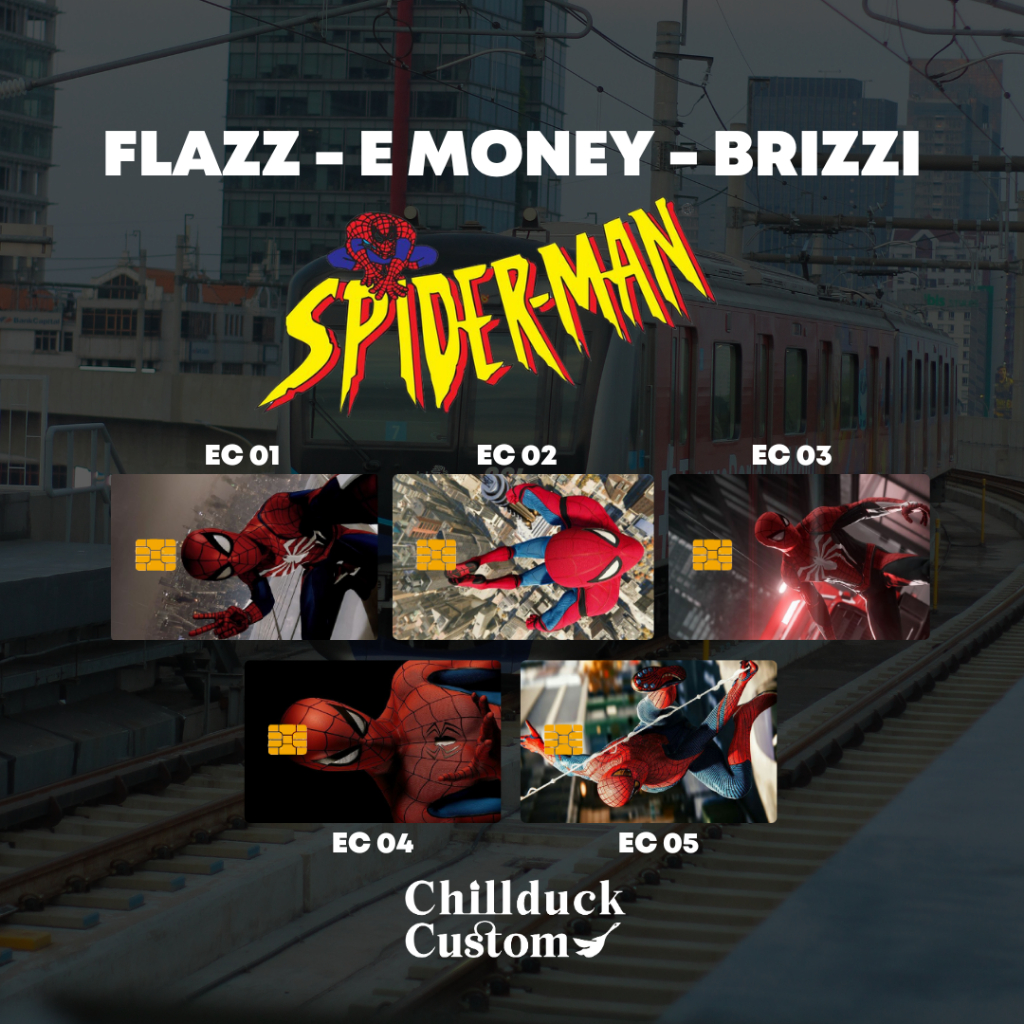 Flazz Gen 2 BCA Emoney mandiri  Brizzi Spiderman Custom Nama UV Print