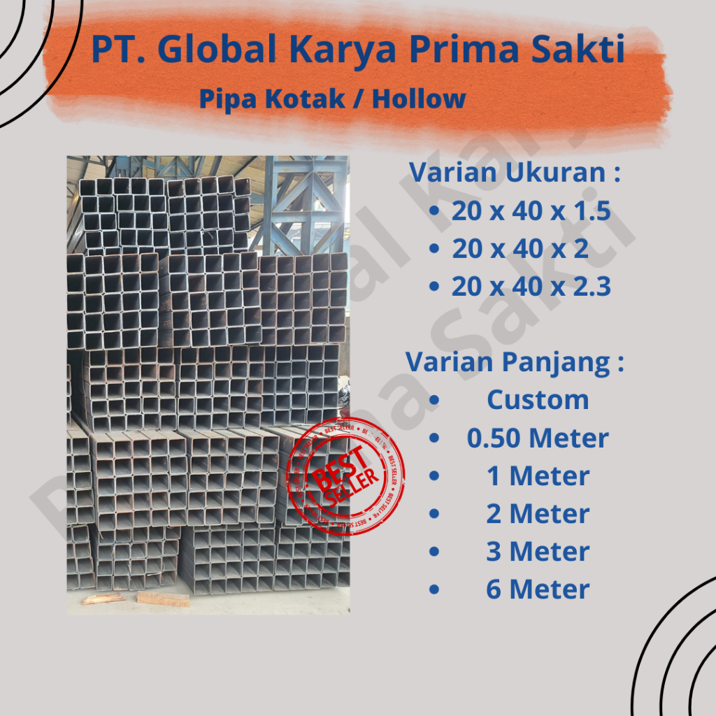 Besi Hollow 20 x 40 x 2.3 x 6 Meter