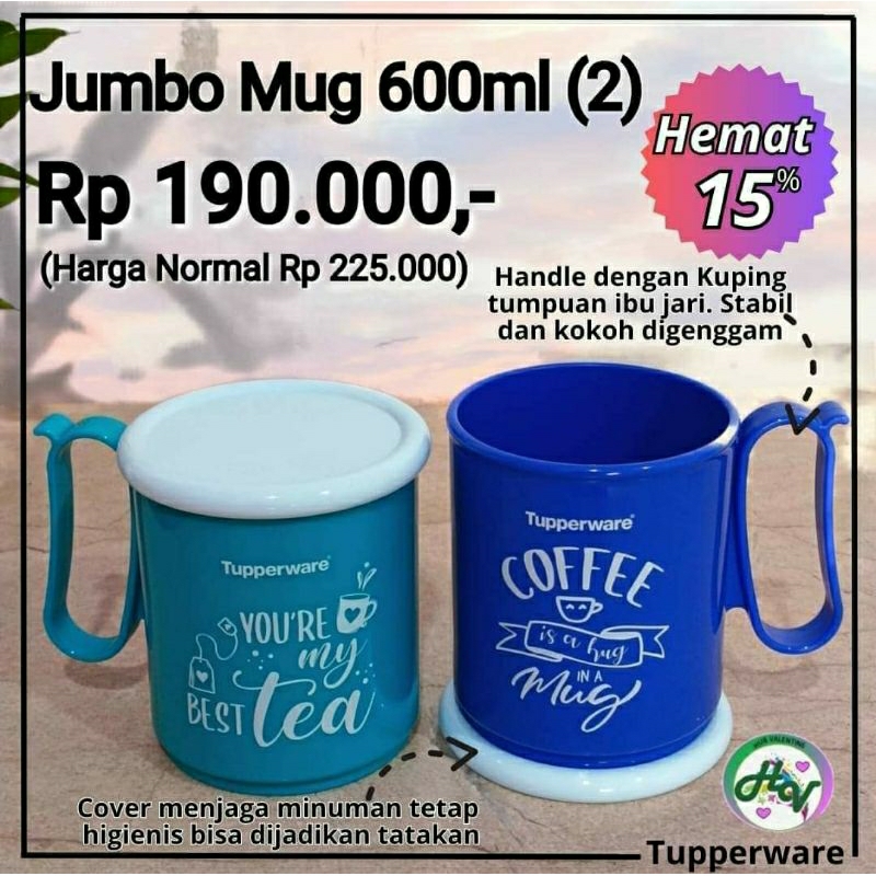 Jumbo Mug/Gelas Tupperware bertutup Tupperware ORI