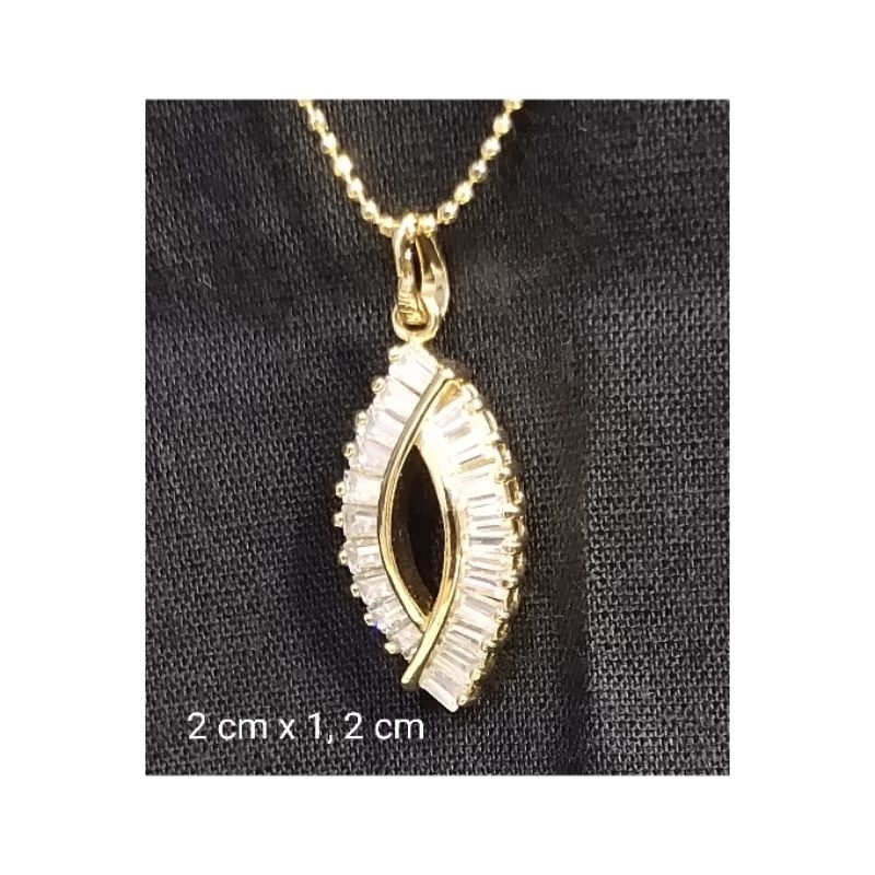 Kalung set anting warna emas perhiasan imitasi Korea