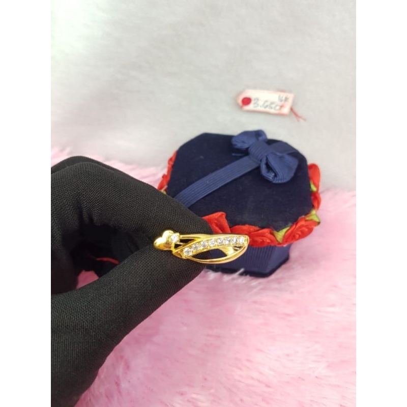 PNT127DLM Peniti bros love permata emas kuning asli berat 3.650 kadar 16k 70%