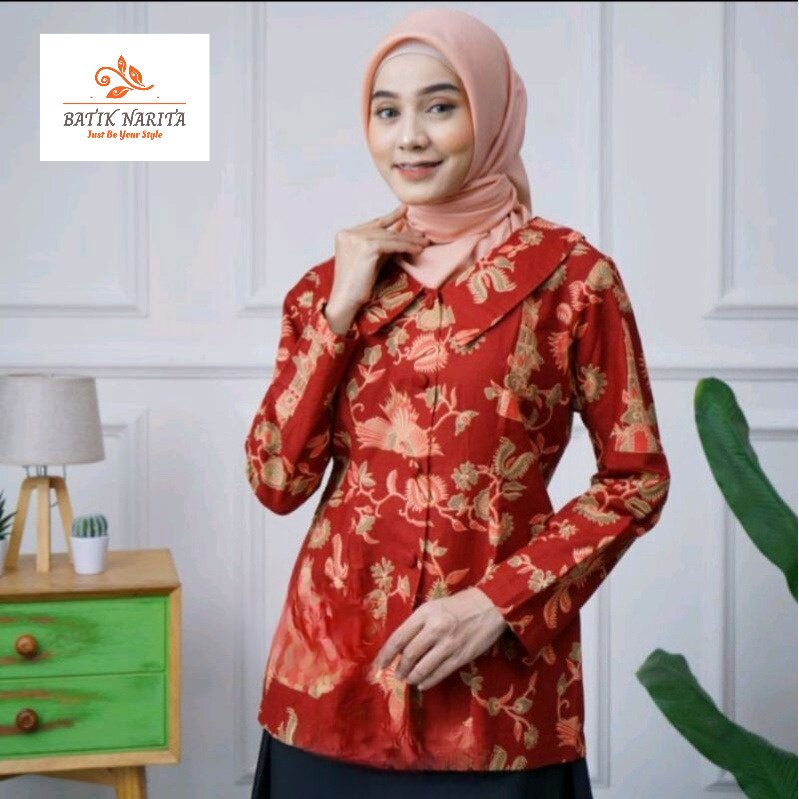 NARITA Kemeja Batik DWP Seragam Wanita DHARMA WANITA Persatuan Nasional Bahan Katun Original Terbaru
