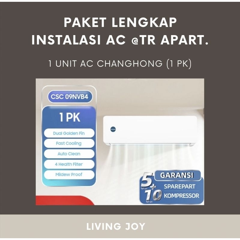 

Paket Instalasi Lengkap AC Changhong 1pk Promo Okt 2023