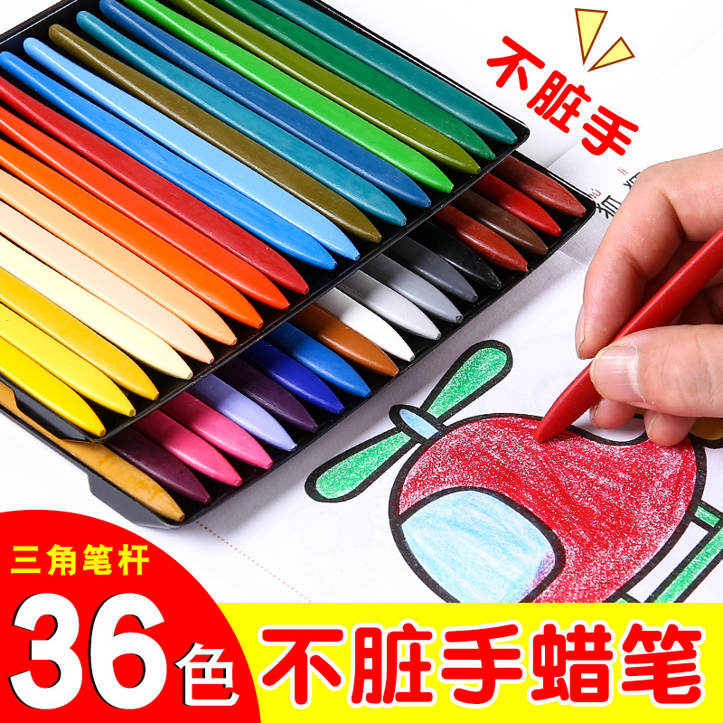 

(CLASHOP)Krayon Sekolah 12/18/36Warna Cerah Bentuk segitiga ergonomis tidak beracun bisa dicuci