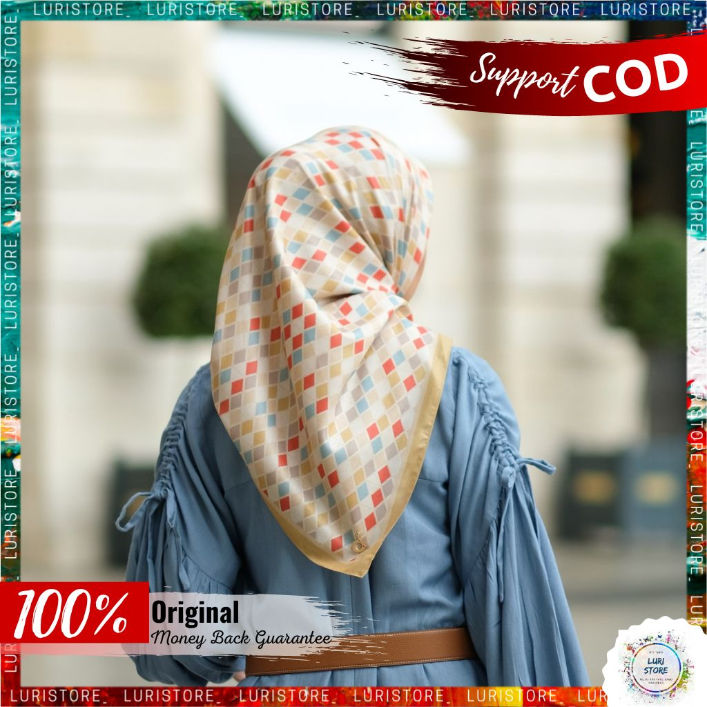 KERUDUNG DEENAY ORI CARISSA GOLD Hijab Jilbab Segi Empat Segiempat Voal Motif Denay Terbaru Premium