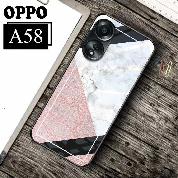 (SC196) Softcase Glass Kaca Oppo A58 - Kesing Hp Oppo A58 - Softcase Glass Hp Oppo A58 - Softcase Ka
