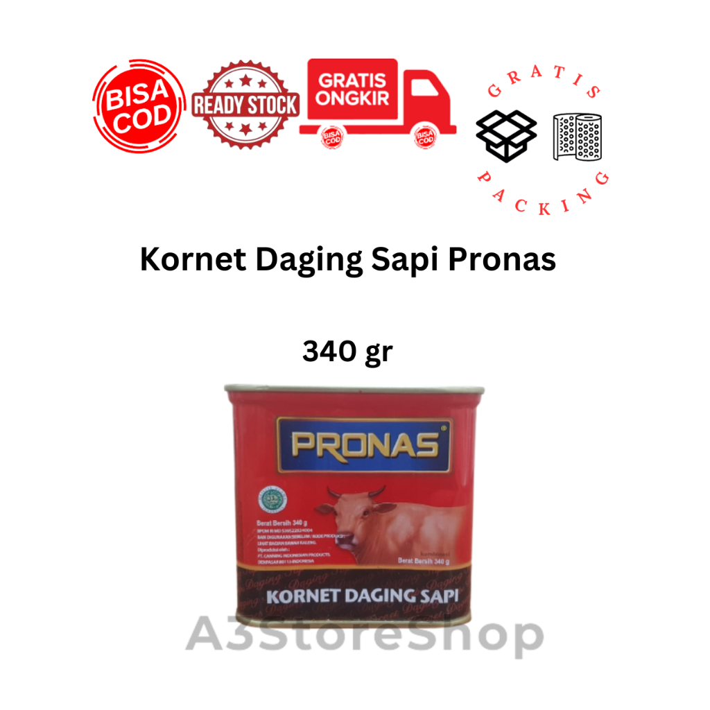 

Kornet Daging Sapi Pronas 340gr Halal Canned Corned Beef Meat ekonomis bisa COD murah