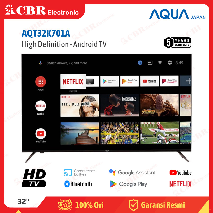 TV AQUA 32 Inch LED AQT32K701A (Android-Smart TV)