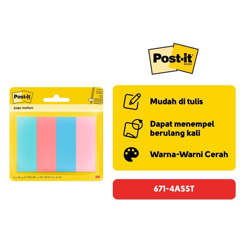 

Post-It Page Markers 671- 4ASST Assorted Colors