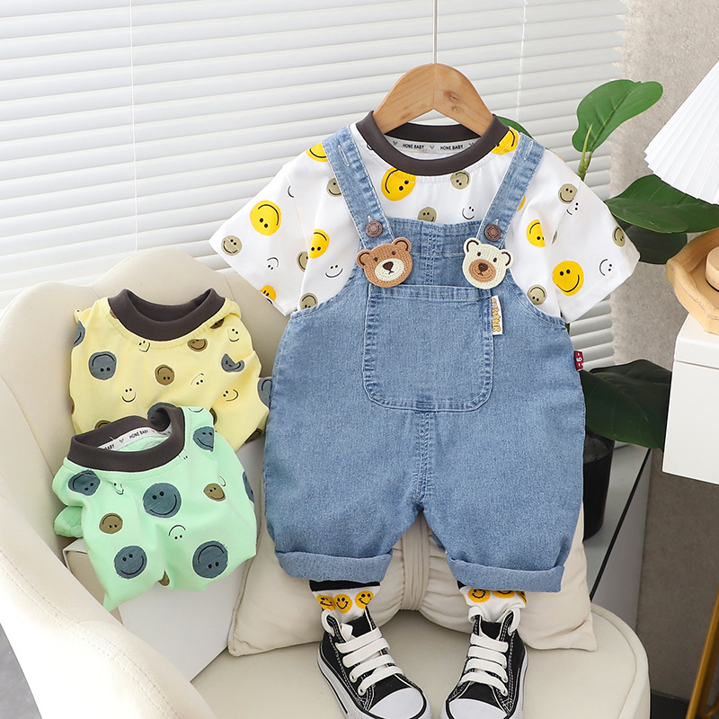baju kodok anak laki laki 1 - 5 tahun overall jeans anak laki laki Set SMILEY