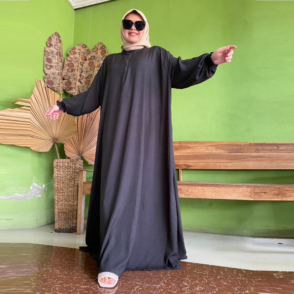 MINANI BIG SIZE POLOS LD 160 SUPER JUMBO BAHAN CRINCLE CEY WARNA HITAM DLL / GAMIS KONDANGAN MUAT 10