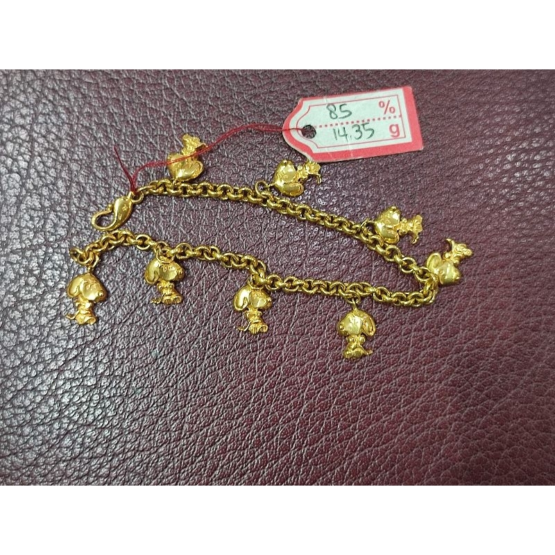Gelang rantai emas 85 snoopy