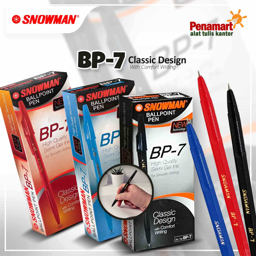 

Pulpen/ Bolpen/ Pen BP-7 Fine 0.5 Semi Gel SNOWMAN 1 Lusin (G0208)