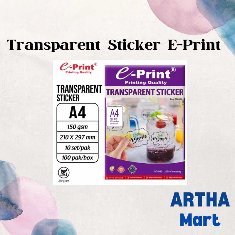 

E-PRINT - Transparent Sticker A4 - Pack