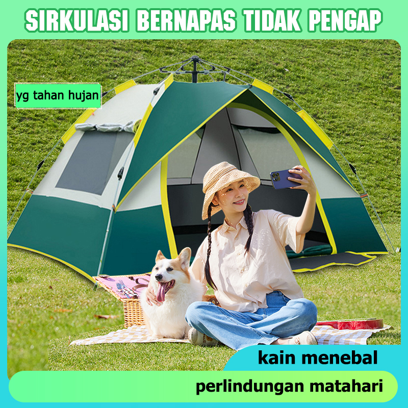 Tenda 2-4 orang tenda 4 orang  tenda otomatis  Tenda camping anti air  tenda double layer 4 orang Te