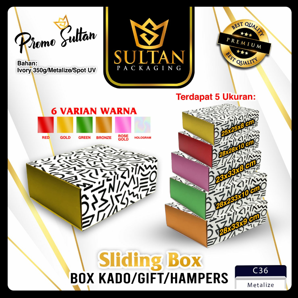 

Slide Box Packaging - Kotak Box Hadiah Ulang Tahun Mewah - C36