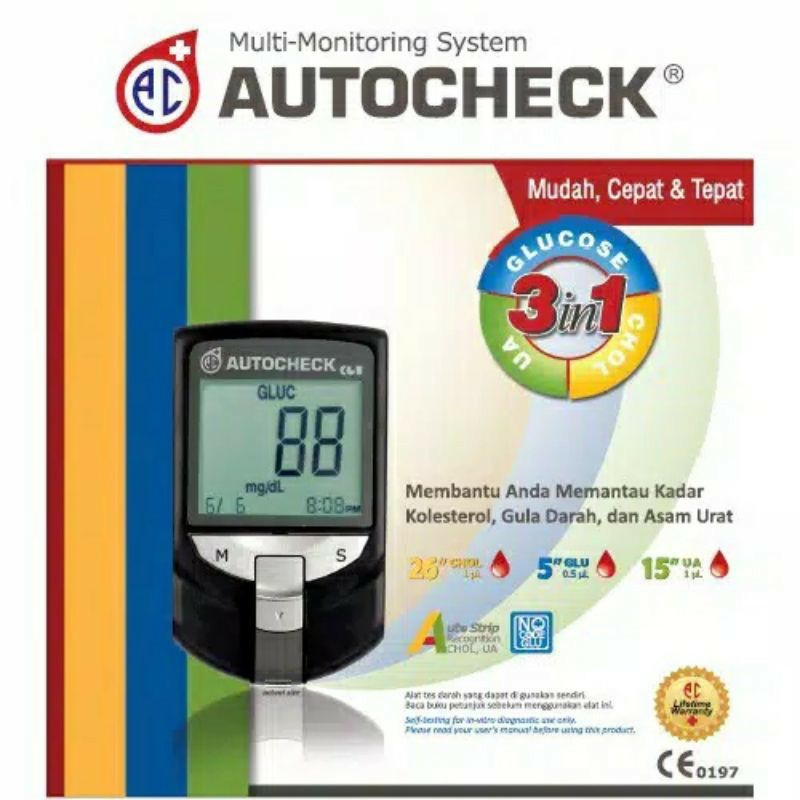 Autocheck GCU 3in1 - Alat Tes Gula Darah Kolestrol Asam Urat Autocheck