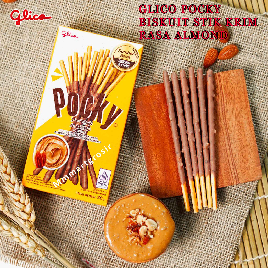 

Glico Pocky / Biskuit Stick Cream / Biskuit Rasa Almond / 36gr