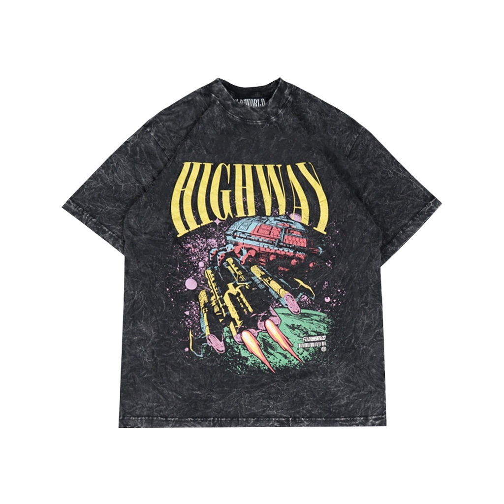 Highway Washing Black Tshirt - FLICWORLD