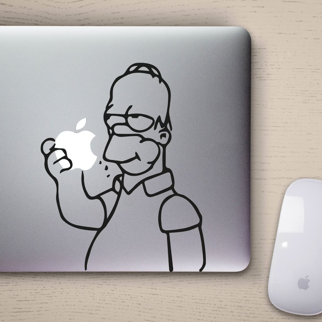 Stiker Decal Homer Simpson Eating Apple - Laptop Macbook Sticker