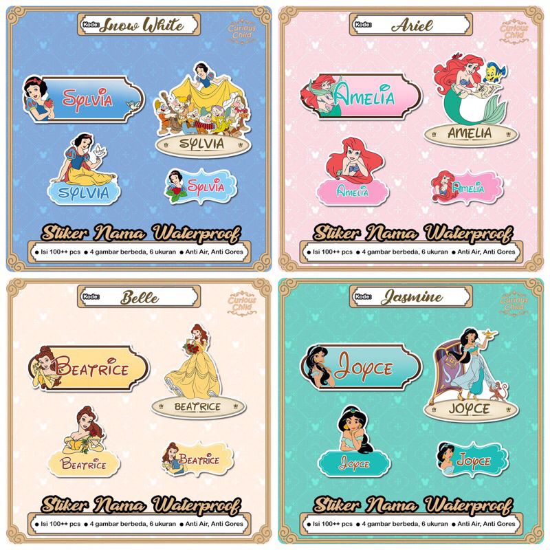 

Sticker Nama Waterproof - Princess