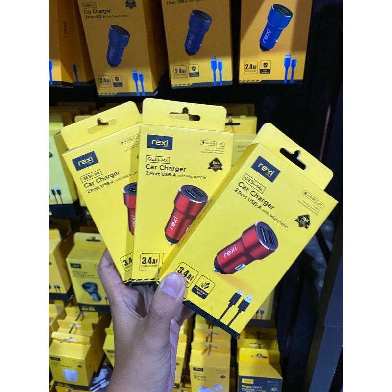 NEW REXI GE34-M//GD30-C  3.0A Fast Charging CAR Charger  casan mobil DUAL output With TYPE-C Cable
