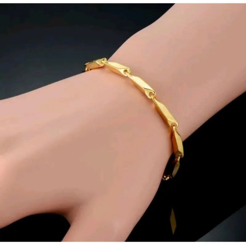Gelang Rantai Pria Wanita Black Dan Gold Titanium Asli Anti Karat
