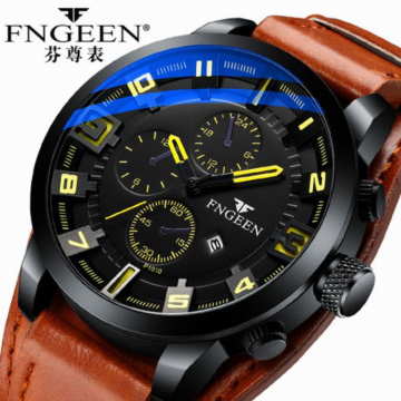 Unik JAM TANGAN PRIA MURAH IMPORT FNGEEN ORIGINAL KULIT COKLAT JAM007B7 Limited