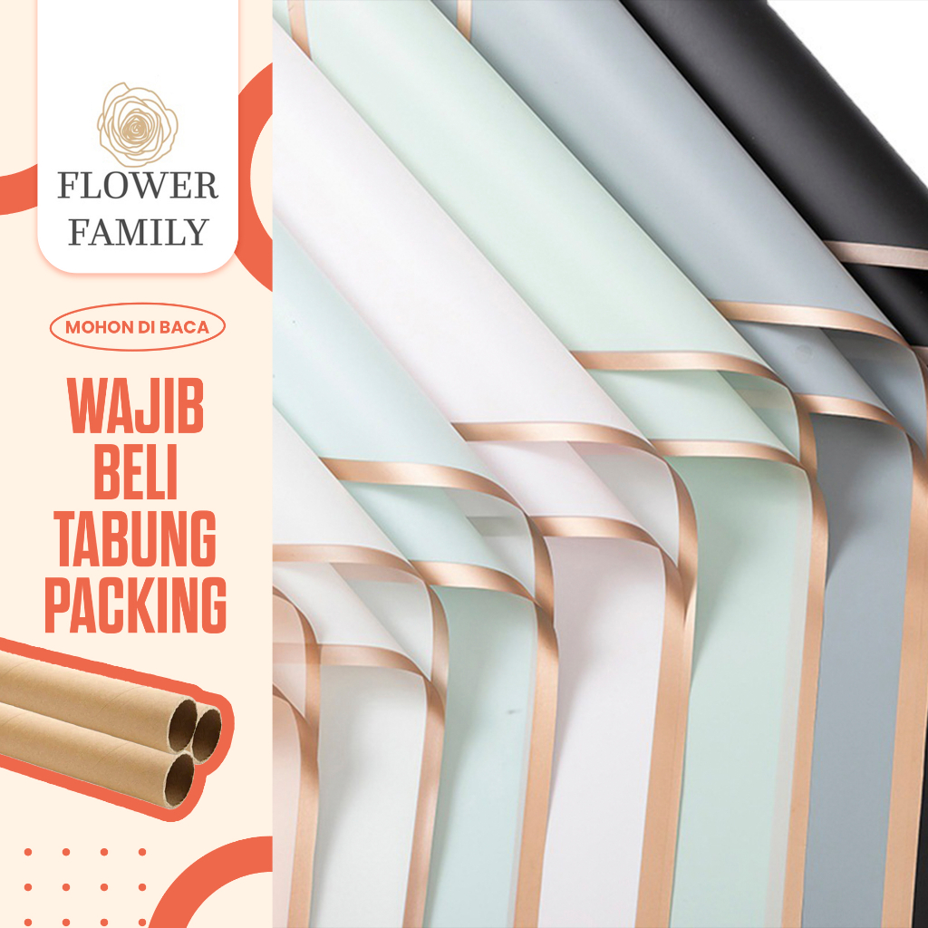 

Flower Family - [20 LEMBAR] Flower Wrapping Paper LIST GOLD / Kertas Buket Bunga Cellophane Florist / Kertas Bunga Buket/ Kado Wisuda - Anniversary
