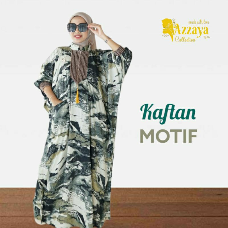 MAIZAYA - KAFTAN MOTIF - Kaftan Bigsize Jumbo Motif Unik - Kaftan Busui Renda - Dress Arabic Oversiz
