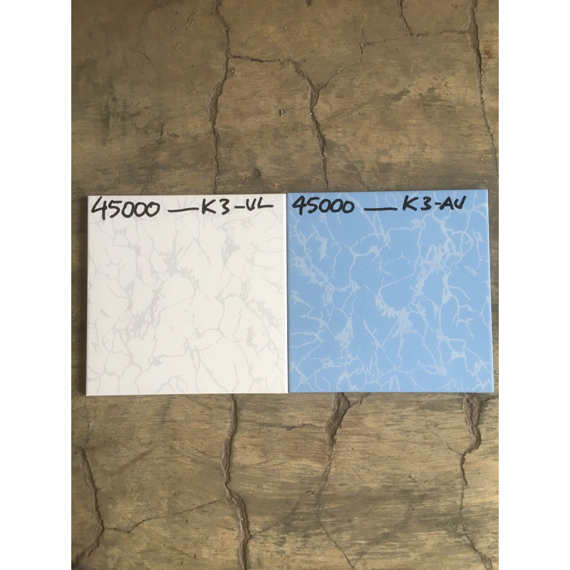 keramik lantai dinding 30x30 putih biru motif glossy matt ikad baru kw3