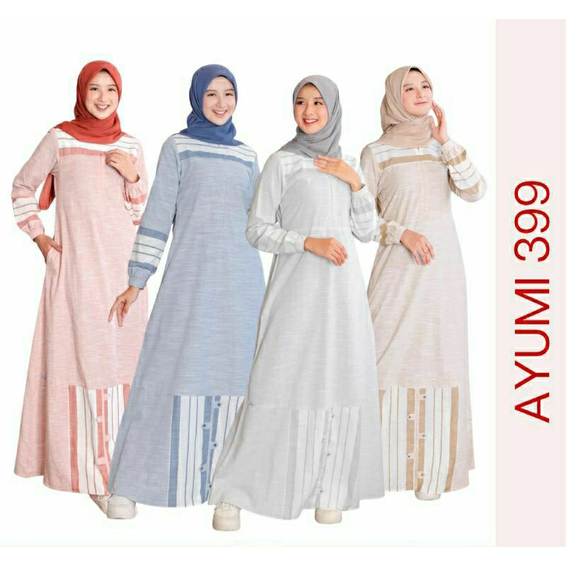 Ethica Ayumi 399 Blue Red Khaki Grey Gamis