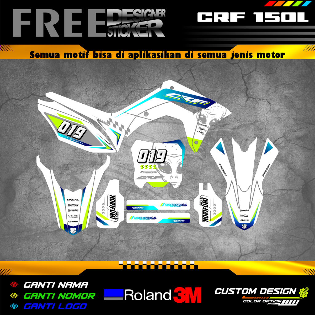 Stiker Decal CRF 150 SUPERGLOS TEBAL 500 Micron