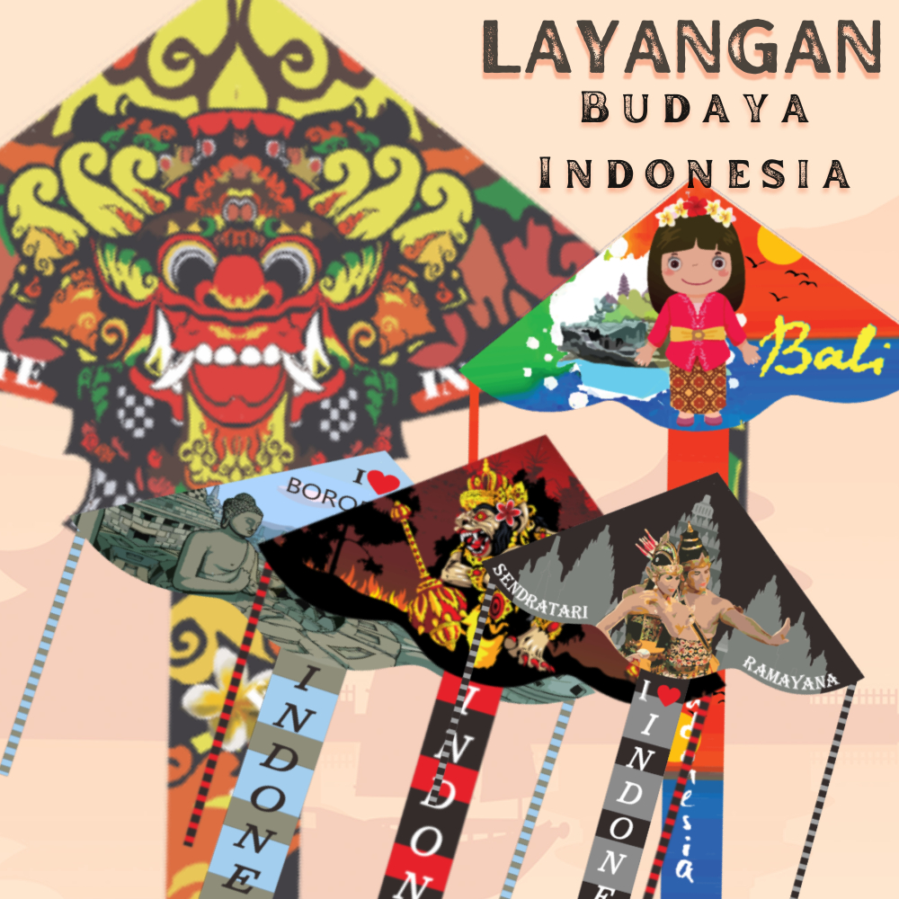 Layangan Ripstop Edisi Budaya Indonesia Ukuran Kecil Anti Air dan Tidak Mudah Sobek / Layangan Untuk