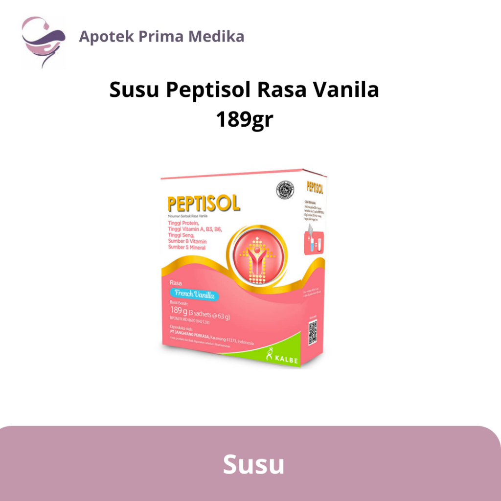 

Susu Peptisol 189g Rasa Vanila - Susu Tinggi Protein Rendah Residu