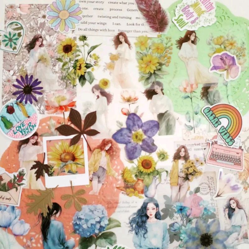 

(Kindly) Poetic Flowery Journal Kit - Pet Tape Sample in Aesthetic Journal Kit Journaling Kit