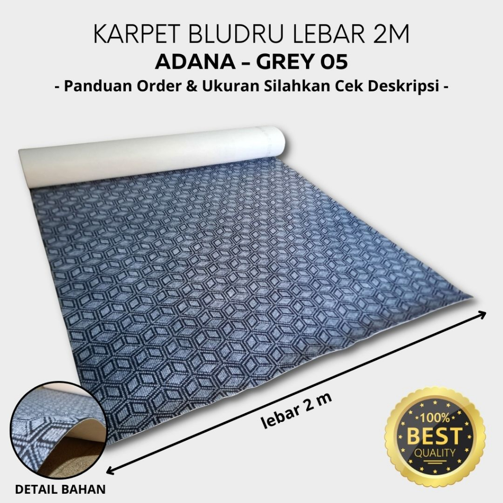 Karpet Lantai Bludru Motif Kapet Meteran min order 0.5x2m Adana Grey 05