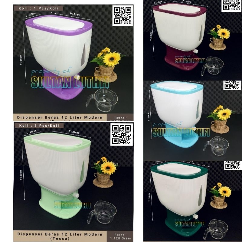 (2kg) tempat beras 10 & 12 Liter / dispenser beras 10 liter