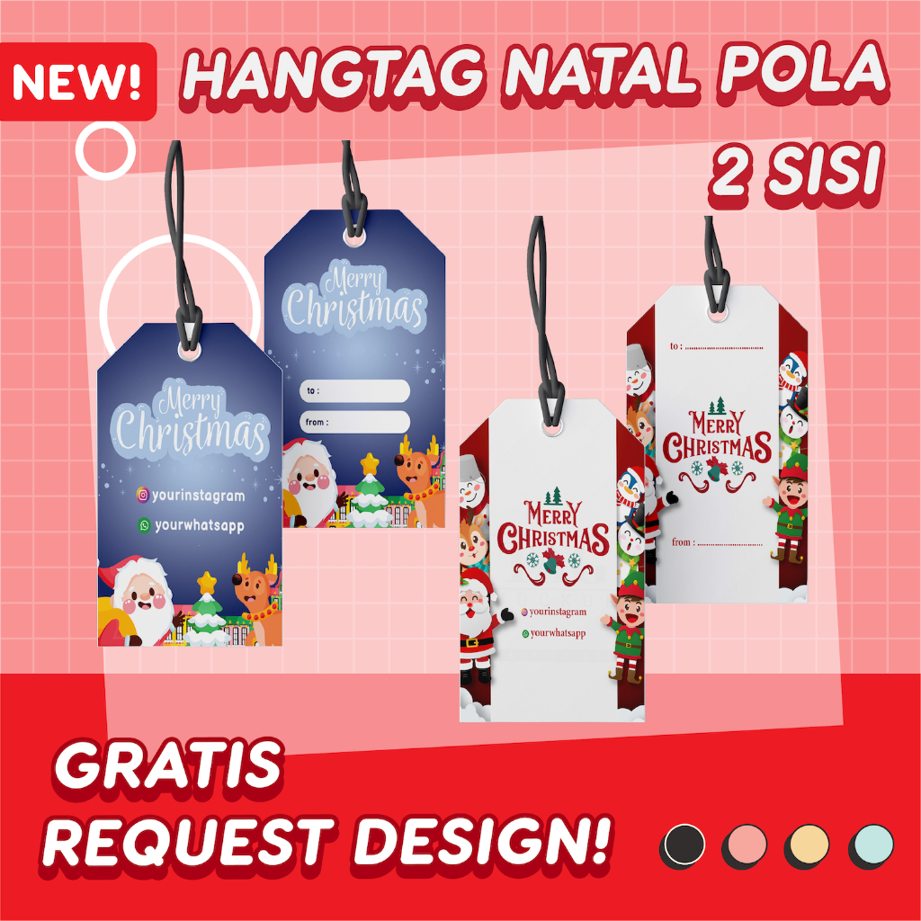 

Hang Tag Natal Pola Custom 2 Sisi Hampers Natal Christmas Gift Souvenir Free Design