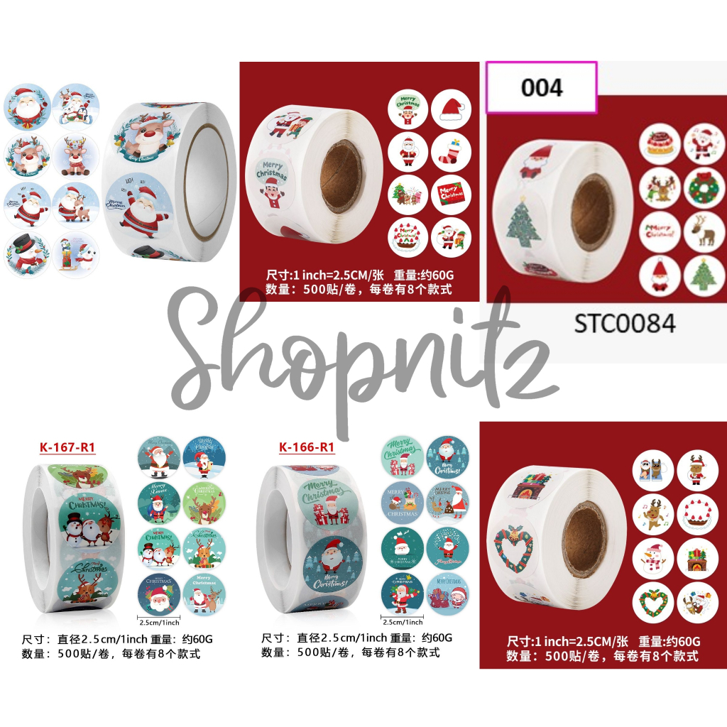 

Stiker Segel Natal Sticker Label Merry Christmas 2.5cm isi 500 Stiker