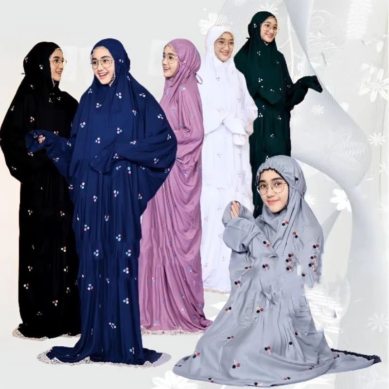 Mukena Terusan Anak Remaja Tanggung Bordir Bunga Melati