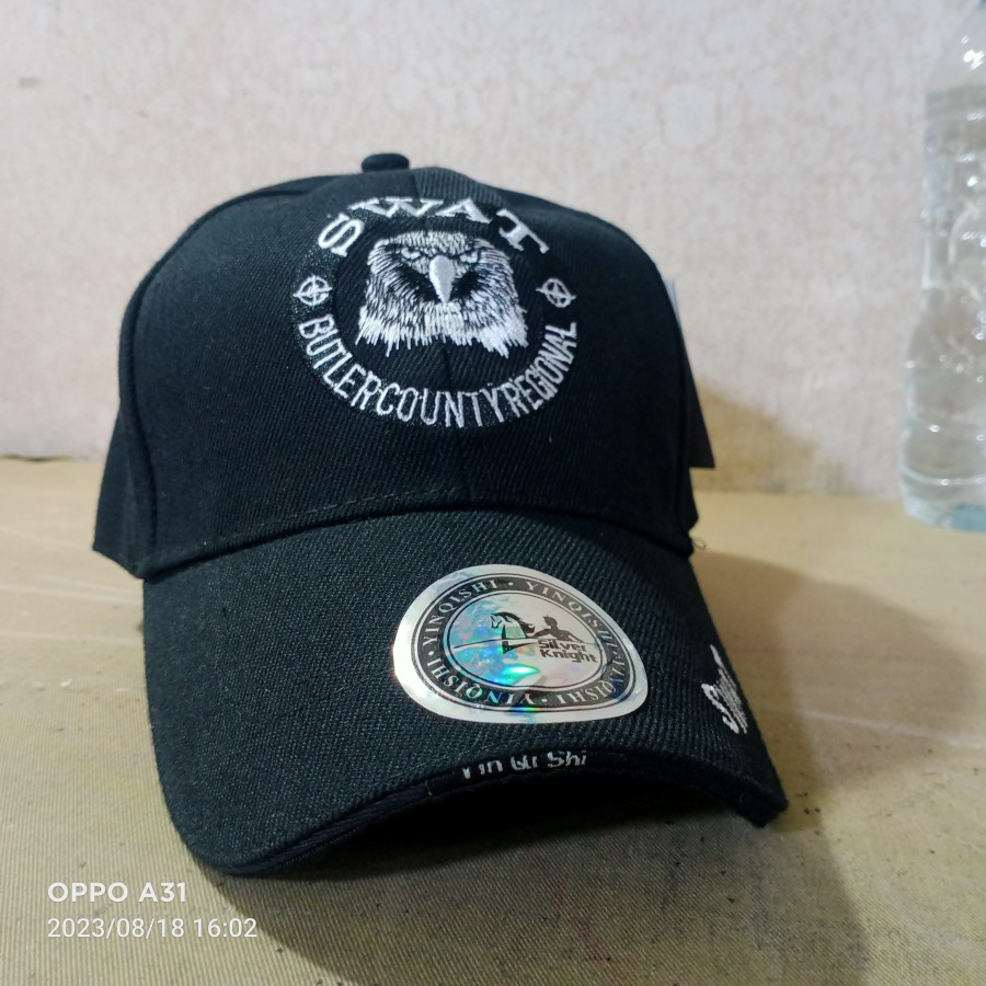 topi tactical bordir swat / hitam / topi import