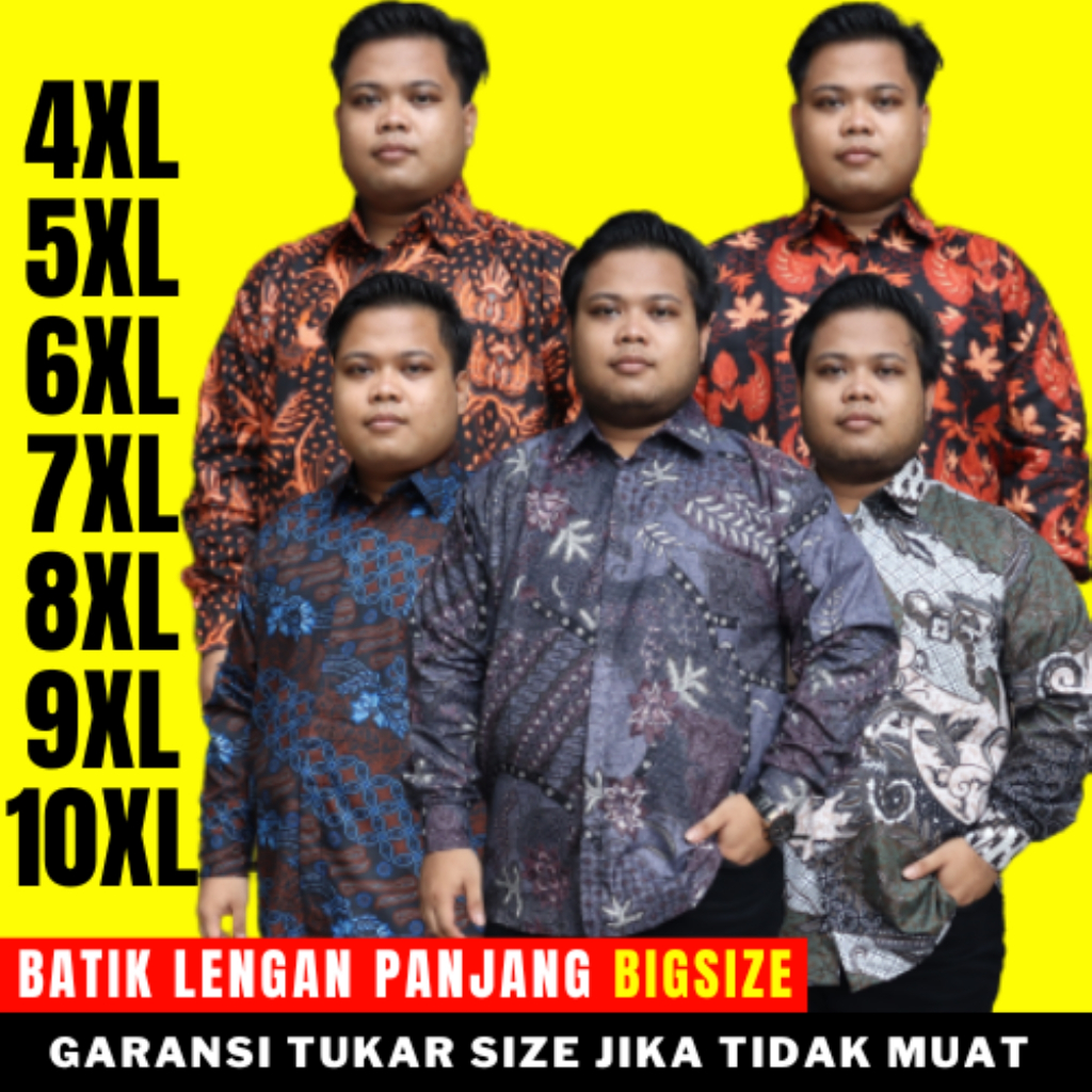 baju kemeja batik pria jumbo lengan panjang cowok big size premium oversize bigsize