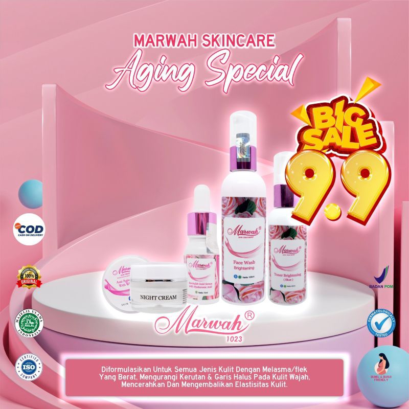 Marwah Skincare Paket Diamond Aging Spesial | Krim Pencerah Kulit Wajah & Flek hitam