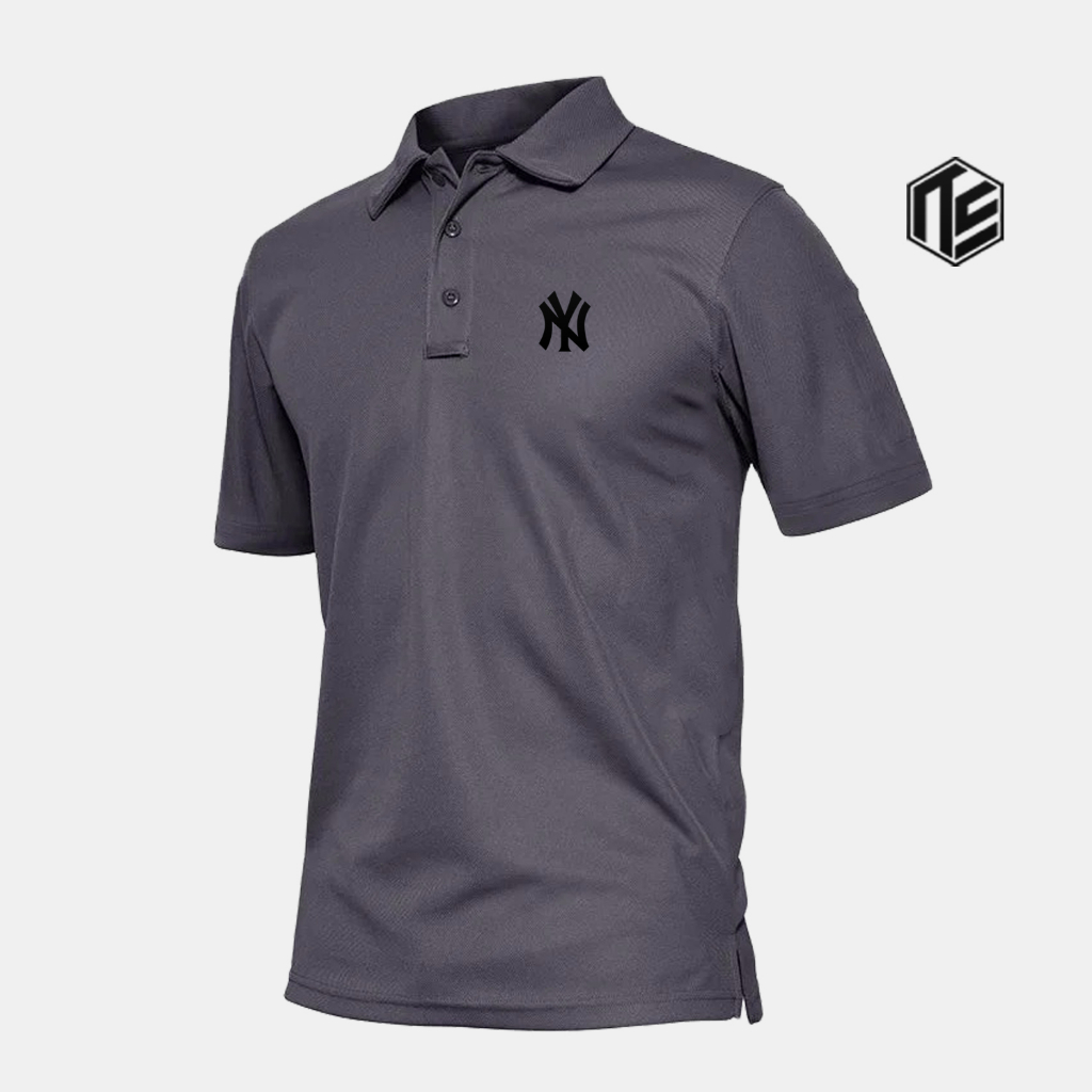 Kaos Polo Kerah Lengan Pendek Ny Text Hitam Pria & Wanita Terkeren Unisex Baju Kerja Premium