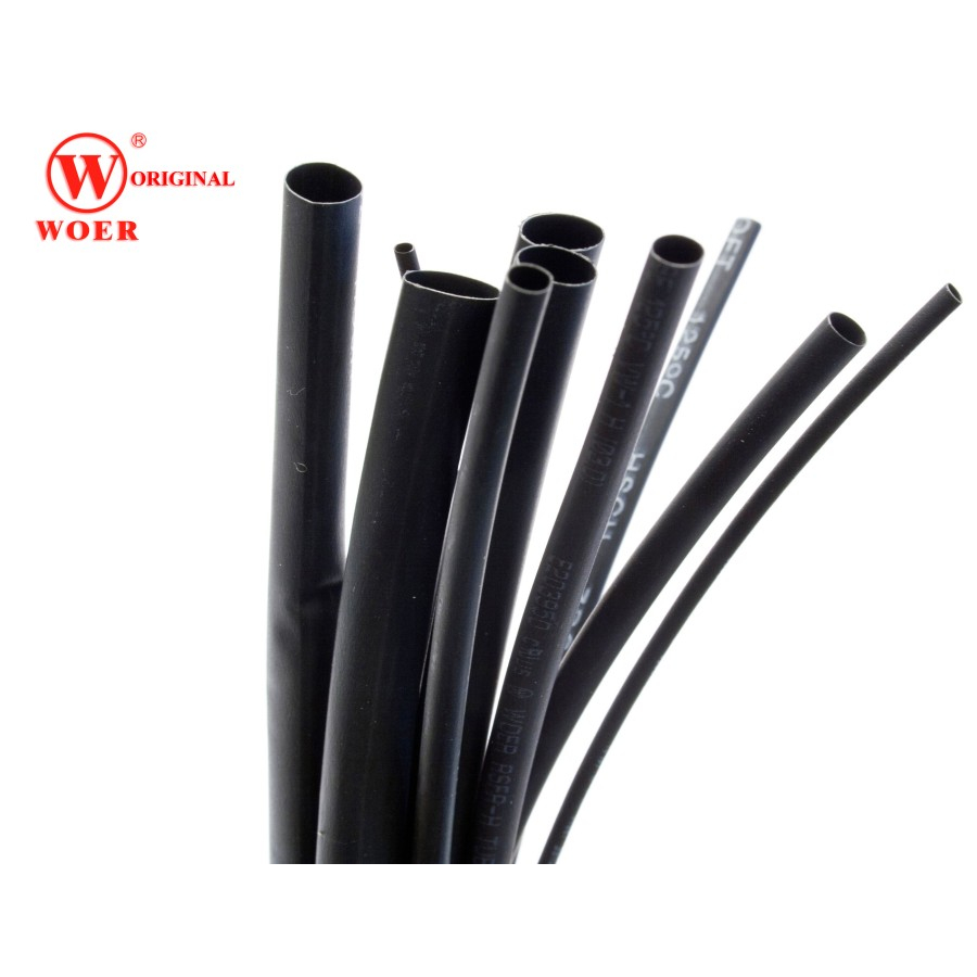 Heatshrink 0,5mm 1mm 1,5mm 2mm 2,5mm isolasi bakar hitam heatsink tubes woer